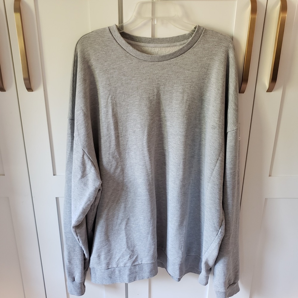 ALO Yoga Crewneck Sweater Mens L Light Gray Pullover Lounge Top